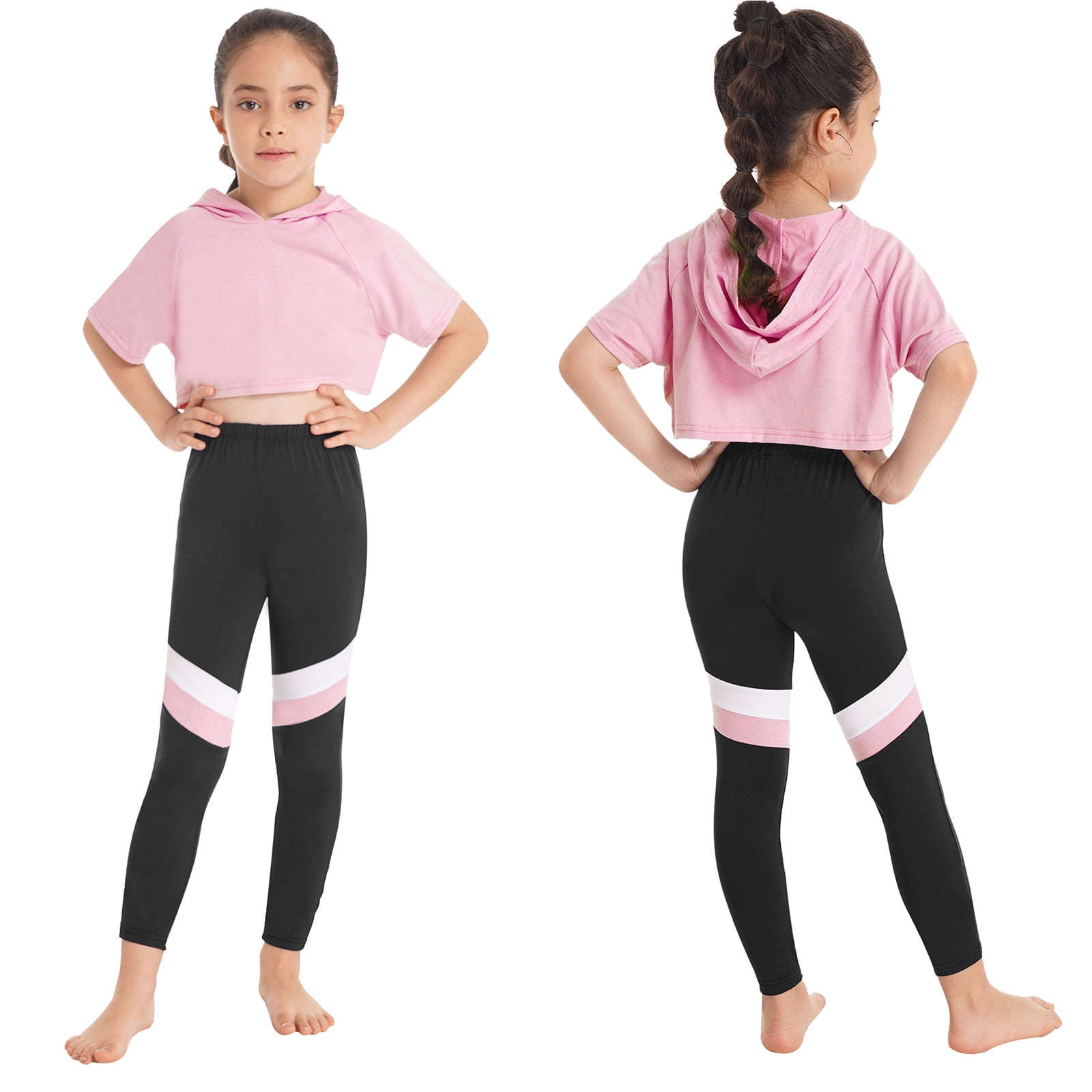 Kids Girls Two Pieces Sport Suits Printed Racer Back Crops Tank Tops  Leggings | eBay